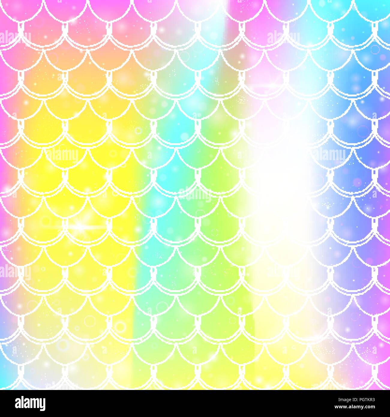 Mermaid Princess kawaii avec arrière-plan modèle de l'échelle de l'arc-en-ciel. Illustration de Vecteur