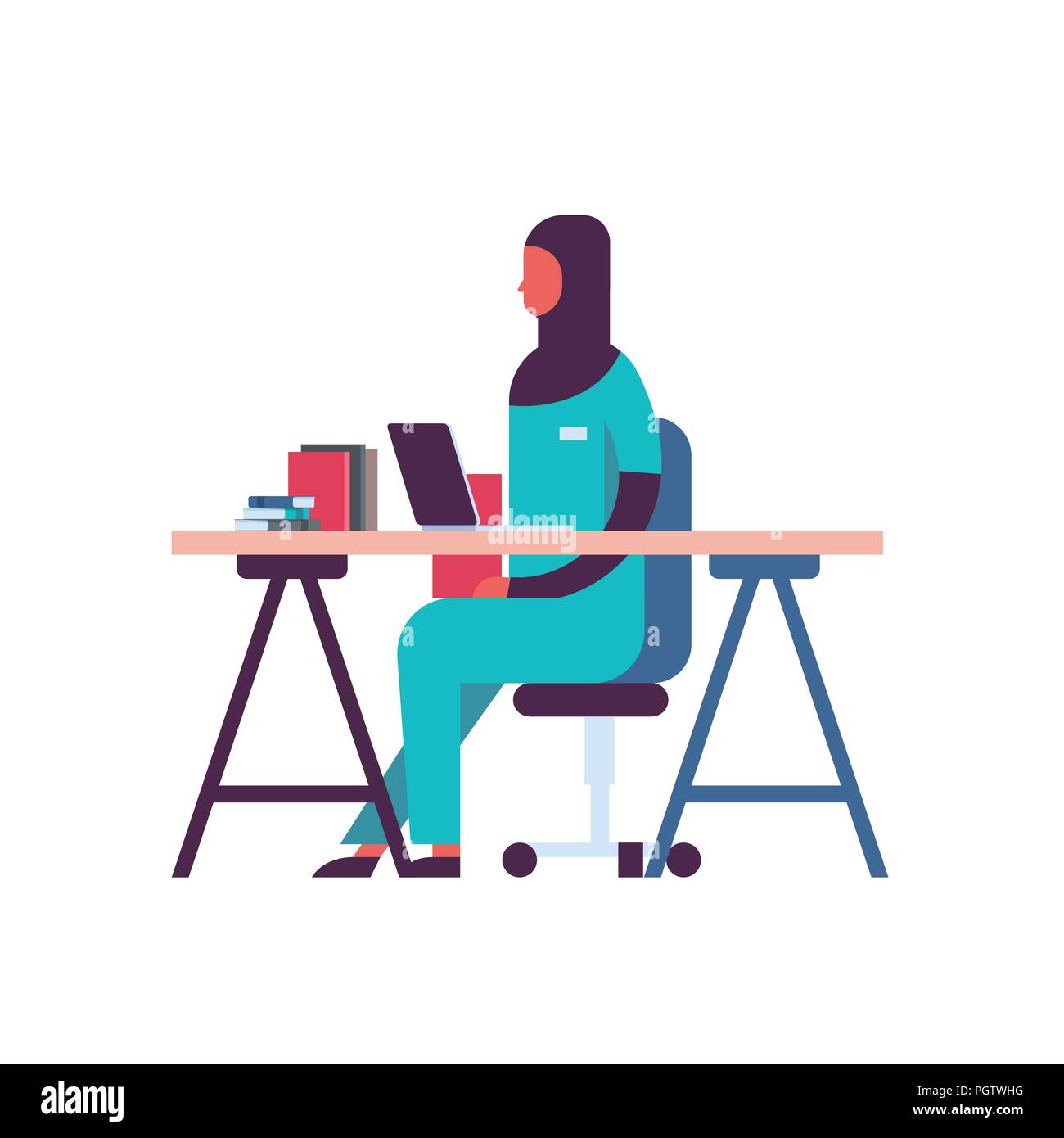 Laboratoire de travail scientifique arabe femme faire de la recherche femme arabe histoire de la maladie en milieu de travail médecin pile Illustration de Vecteur