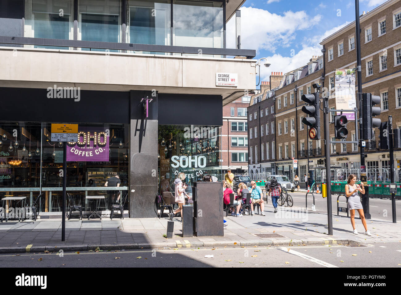 SOHO Coffee Co. en direction de Baker Street, un artisan indépendant de la chaîne de café dans Marylebone, Londres, UK Banque D'Images
