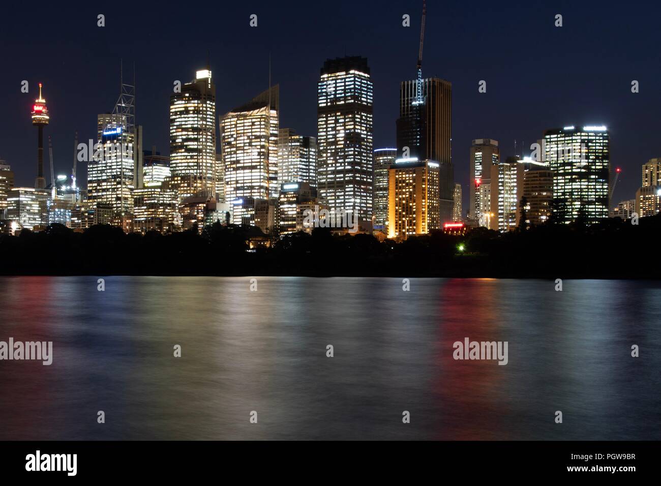 Photo de nuit de Sydney CBD skyline Banque D'Images