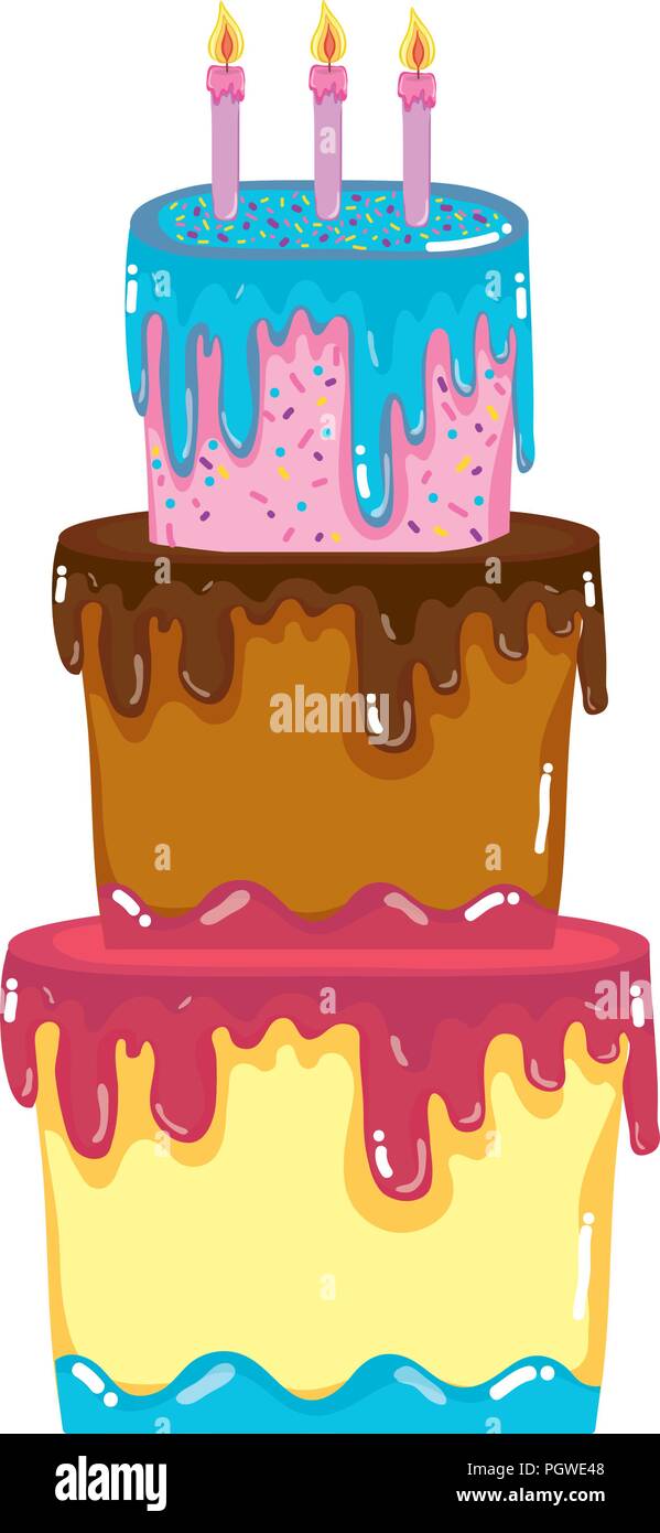 Grand gâteau avec trois étages style Illustration de Vecteur