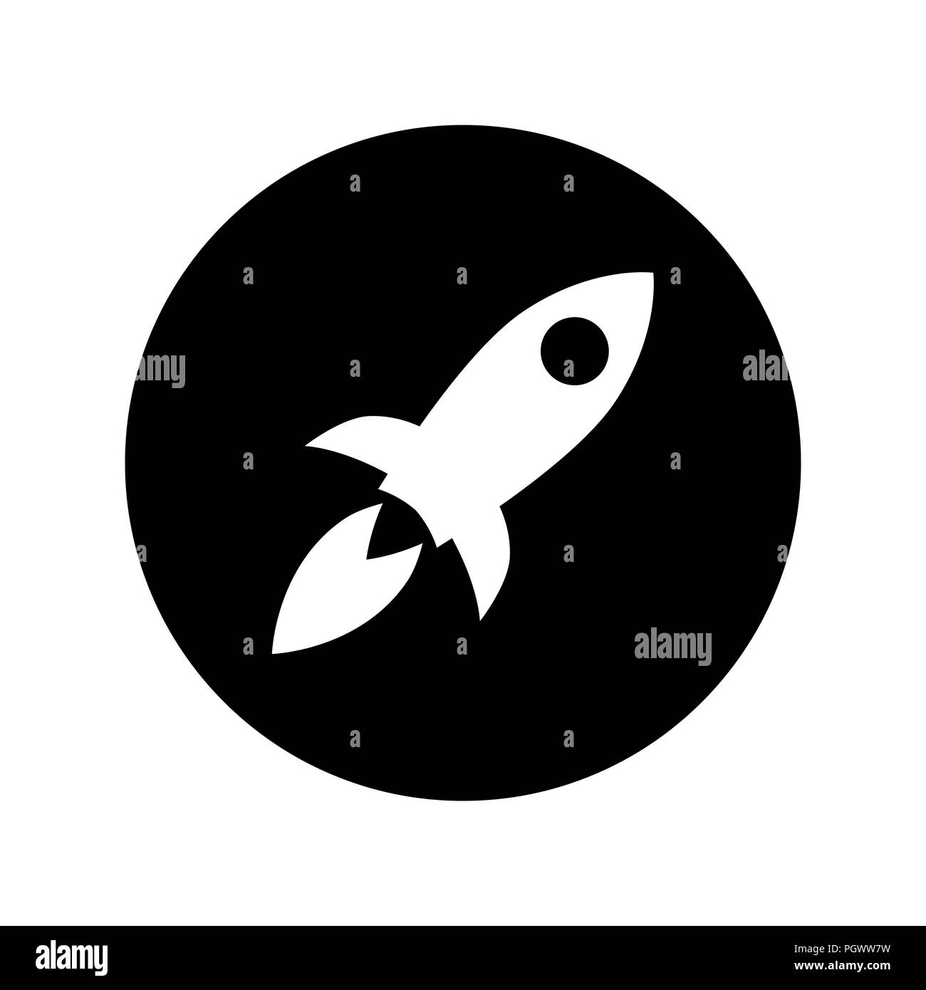Icône Rocket blanche sur un cercle noir symbole fusée Illustration de Vecteur