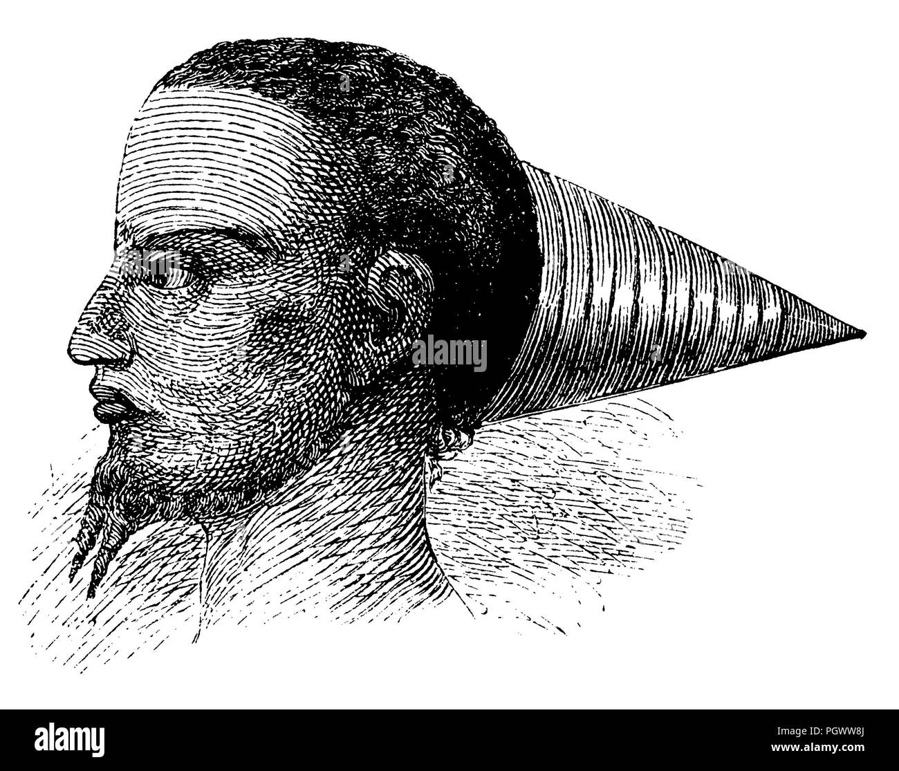 Coiffe de plumes d'un Baschinji chef, 1868 Banque D'Images