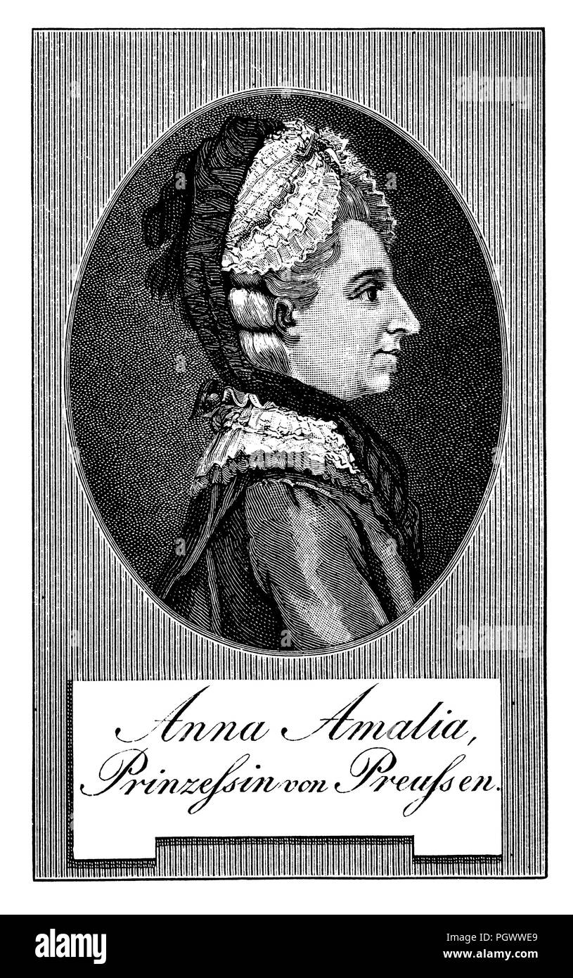 Amalia de Prusse, Princesse Anna Amalie de Prusse (né le 9 novembre 1723 à Berlin, † 30 mars 1787, ibid.), compositeur allemand et plus jeune sœur de Frédéric le Grand, Banque D'Images