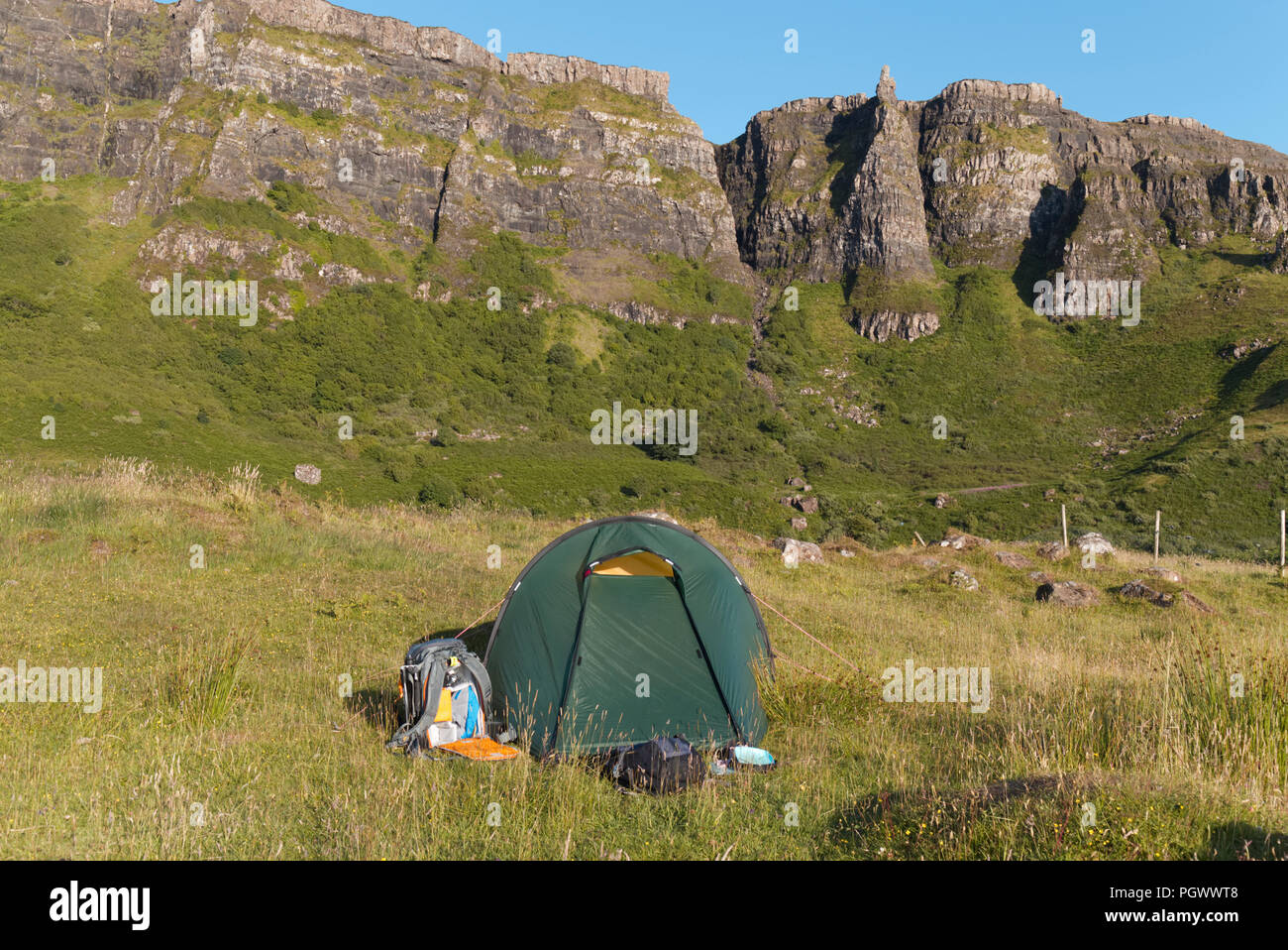 Camping sauvage sur l'île de Eigg, Hébrides Banque D'Images