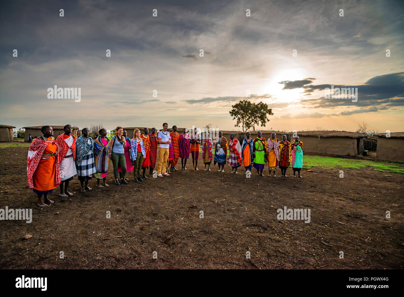 VILLAGE massaï, KENYA - 2 janvier, 2015 Banque D'Images