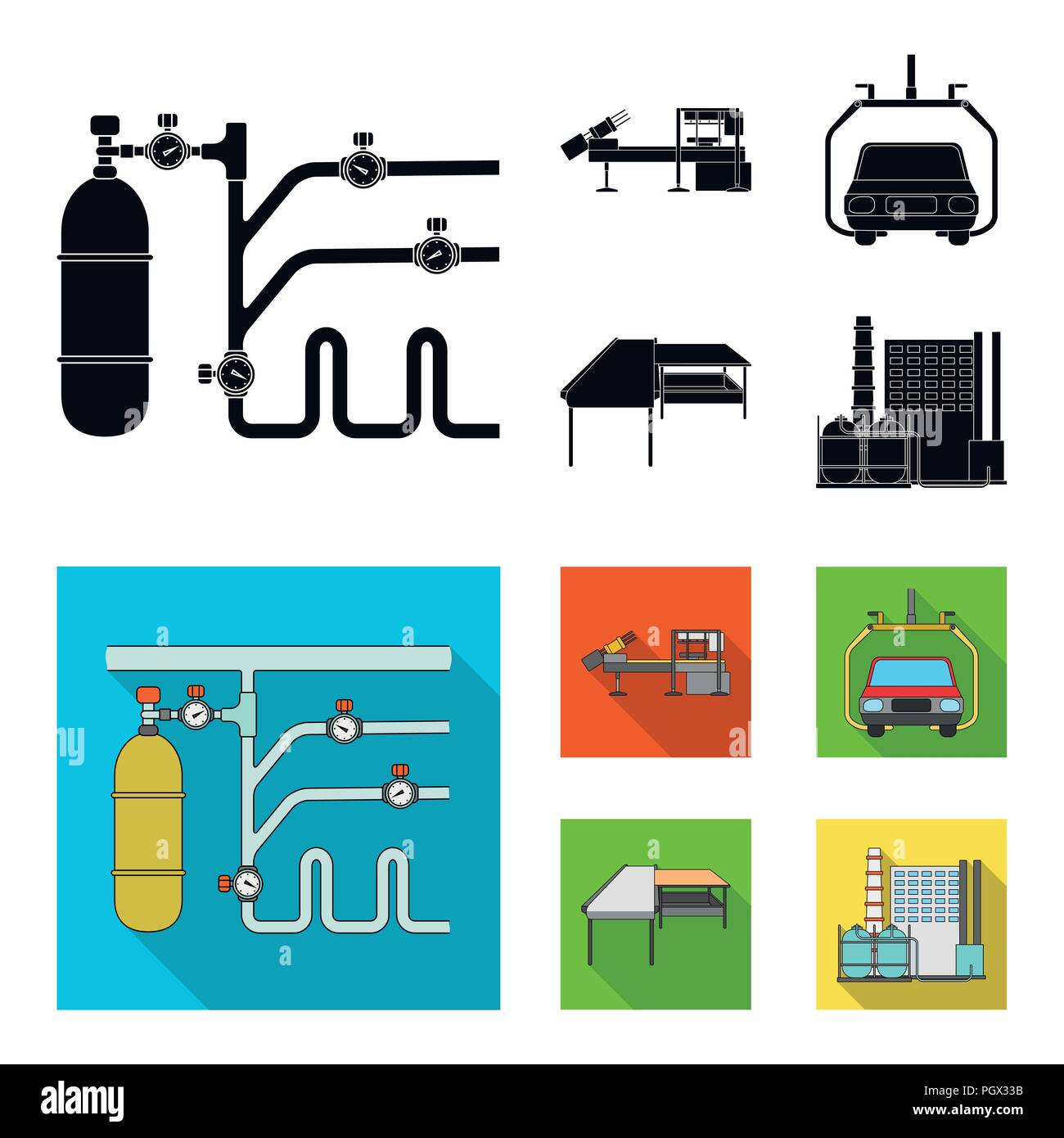 Icône de l'industrie automobile et d'autres en noir, style plat.Les nouvelles technologies de l'ensemble des icônes de collection. Illustration de Vecteur