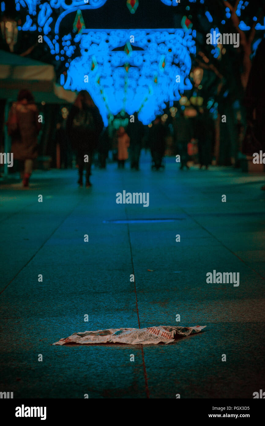 OURENSE GALICE ,/ESPAÑA - 24 de diciembre de 2017 : Luces de navidad en las calles. Banque D'Images