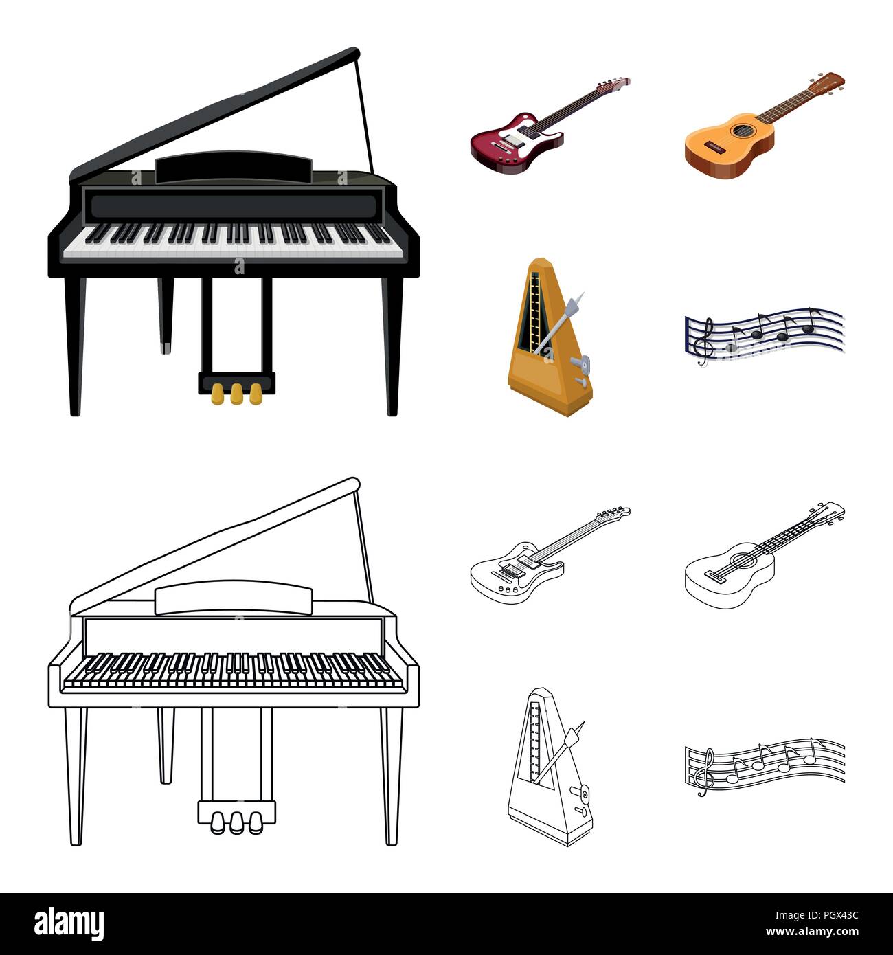 Instrument de musique,dessin animé icônes Aperçu de l'ensemble de