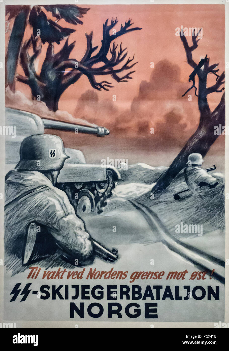 L'affiche de la guerre à partir de la Norvège occupée par les Nazis. L'affiche d'un bataillon de SS se lit "en service à la frontière nord contre l'Est' (c.-à-d. La Russie) Banque D'Images