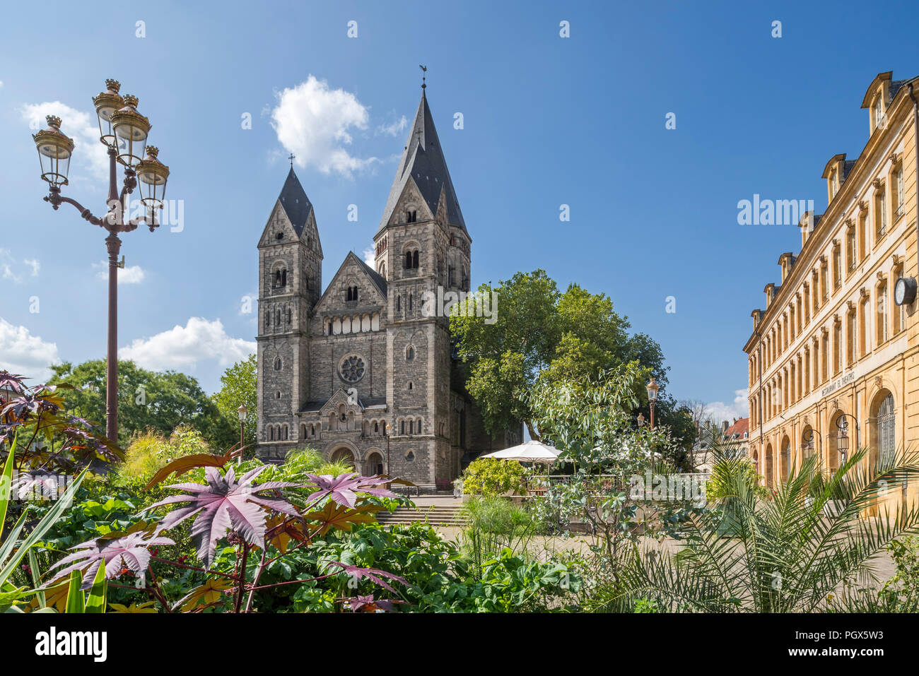 Temple neuf / Nouveau Temple protestant néo-roman, l'Église protestante réformée dans la ville Metz, Moselle, Lorraine, France Banque D'Images