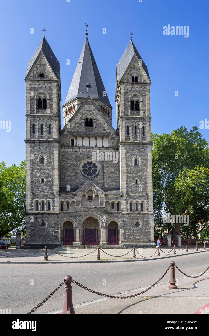 Temple neuf / Nouveau Temple protestant néo-roman, l'Église protestante réformée dans la ville Metz, Moselle, Lorraine, France Banque D'Images