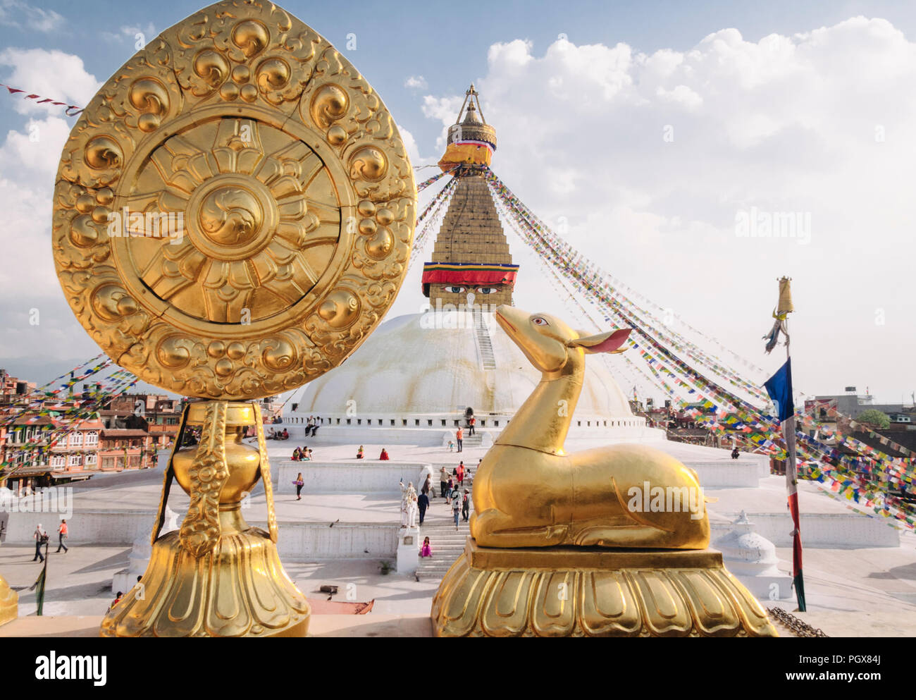 Bodhnath , Katmandou, Népal, Bagmati : grand stupa de Bodhnath, le plus important en Asie et l'un des plus grands dans le monde. Unesco world heritege site, en Banque D'Images