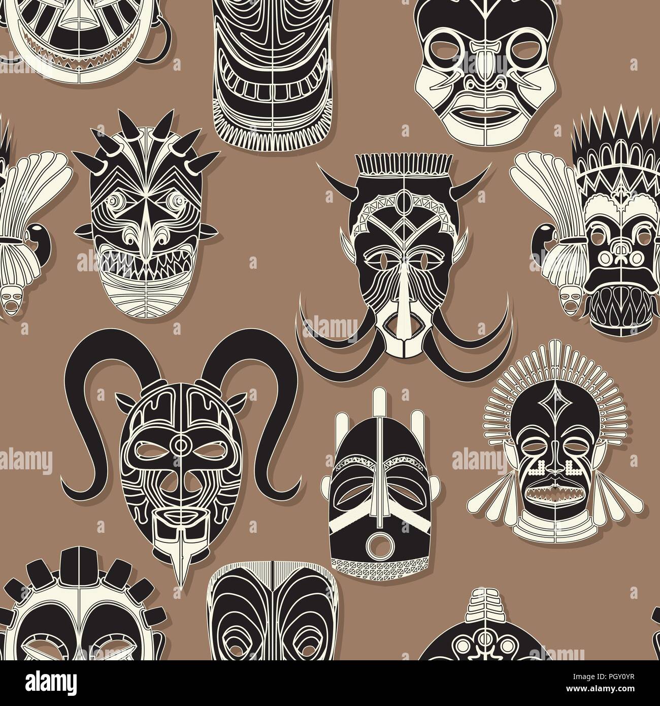 Masque Tribal seamless pattern design Illustration de Vecteur