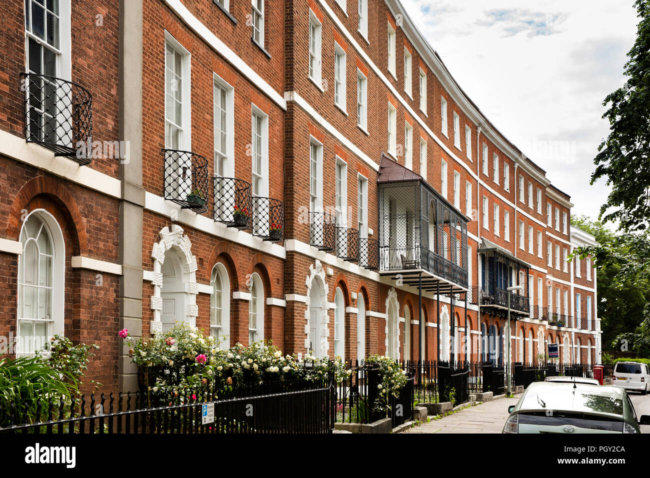 Royaume-uni, Angleterre, Devon, Exeter, 1802 Colleton Crescent, rue géorgienne de belles maisons peintes par JMW Turner Banque D'Images