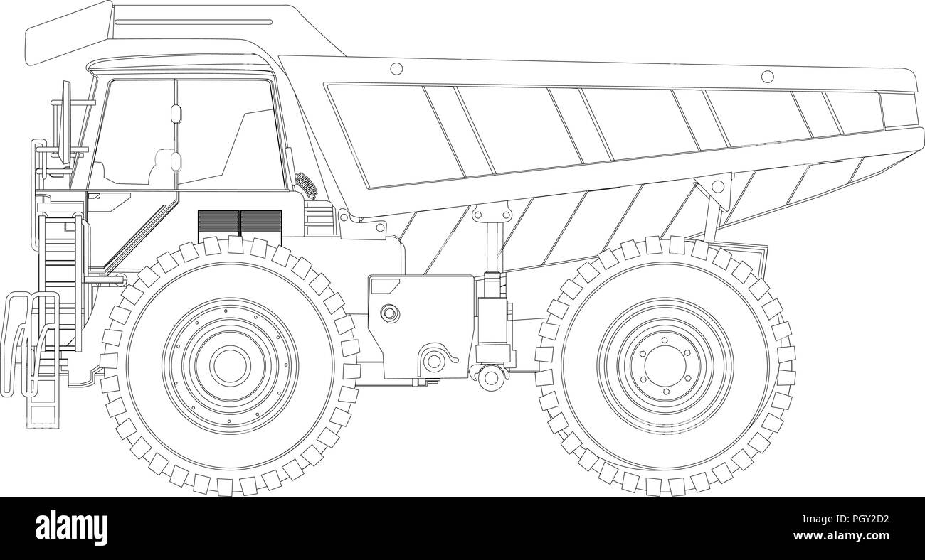 Heavy duty dump truck dessin Illustration de Vecteur
