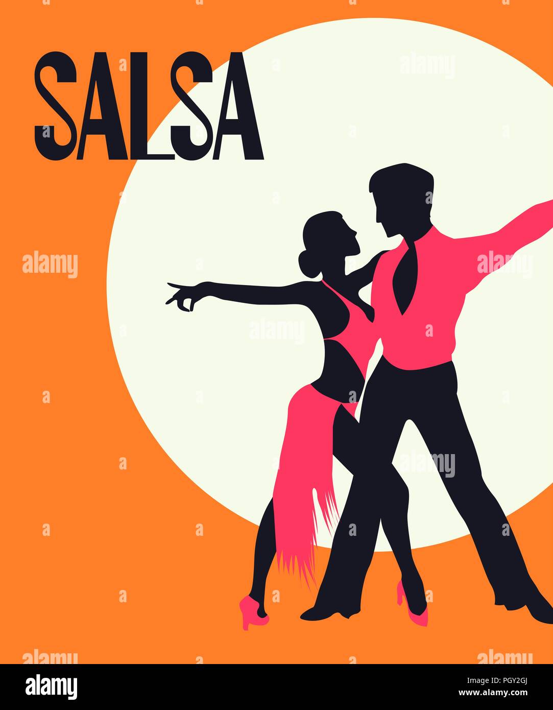 L'affiche de la Salsa. Couple élégant danser la salsa. Retro style