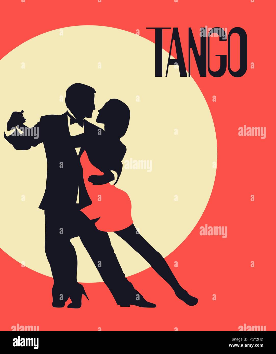 Tango de l'affiche. Elegant couple dancing tango. Retro style Illustration de Vecteur