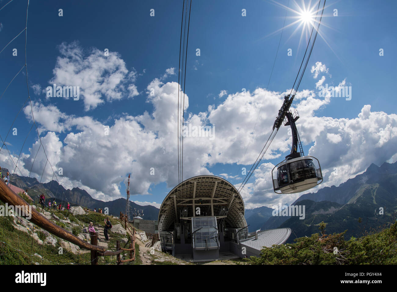 Téléphérique de Skyway Monte Bianco, Val d'aoste, Italie Banque D'Images