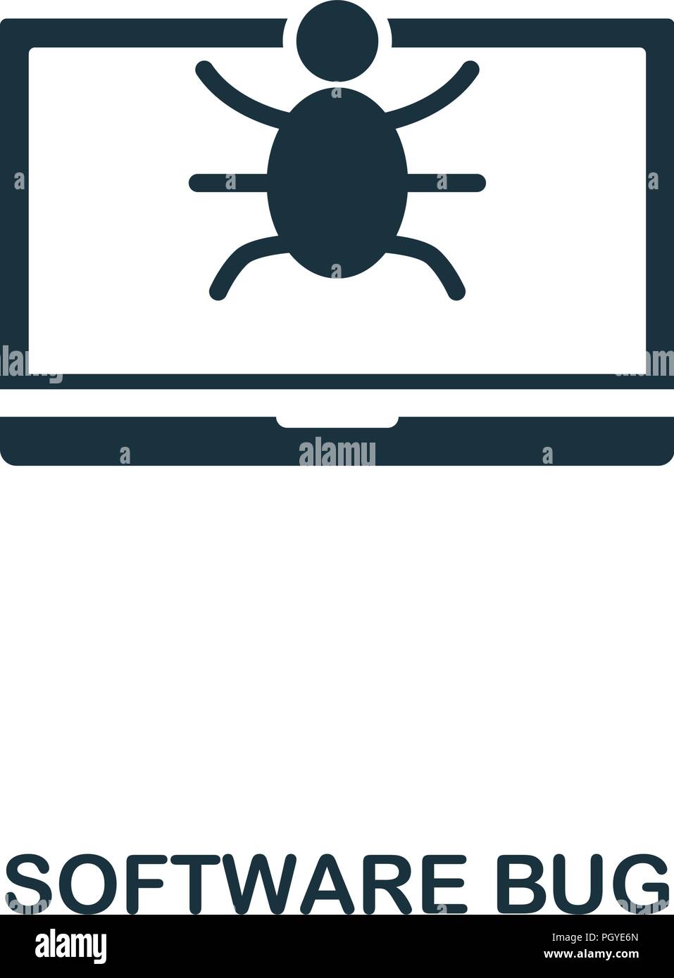 Icône Bug logiciel. Design style monochrome d'internet security collection. L'ASSURANCE-CHÔMAGE. Pixel simple parfait icône pictogramme bug logiciel. Web design, applications, Illustration de Vecteur