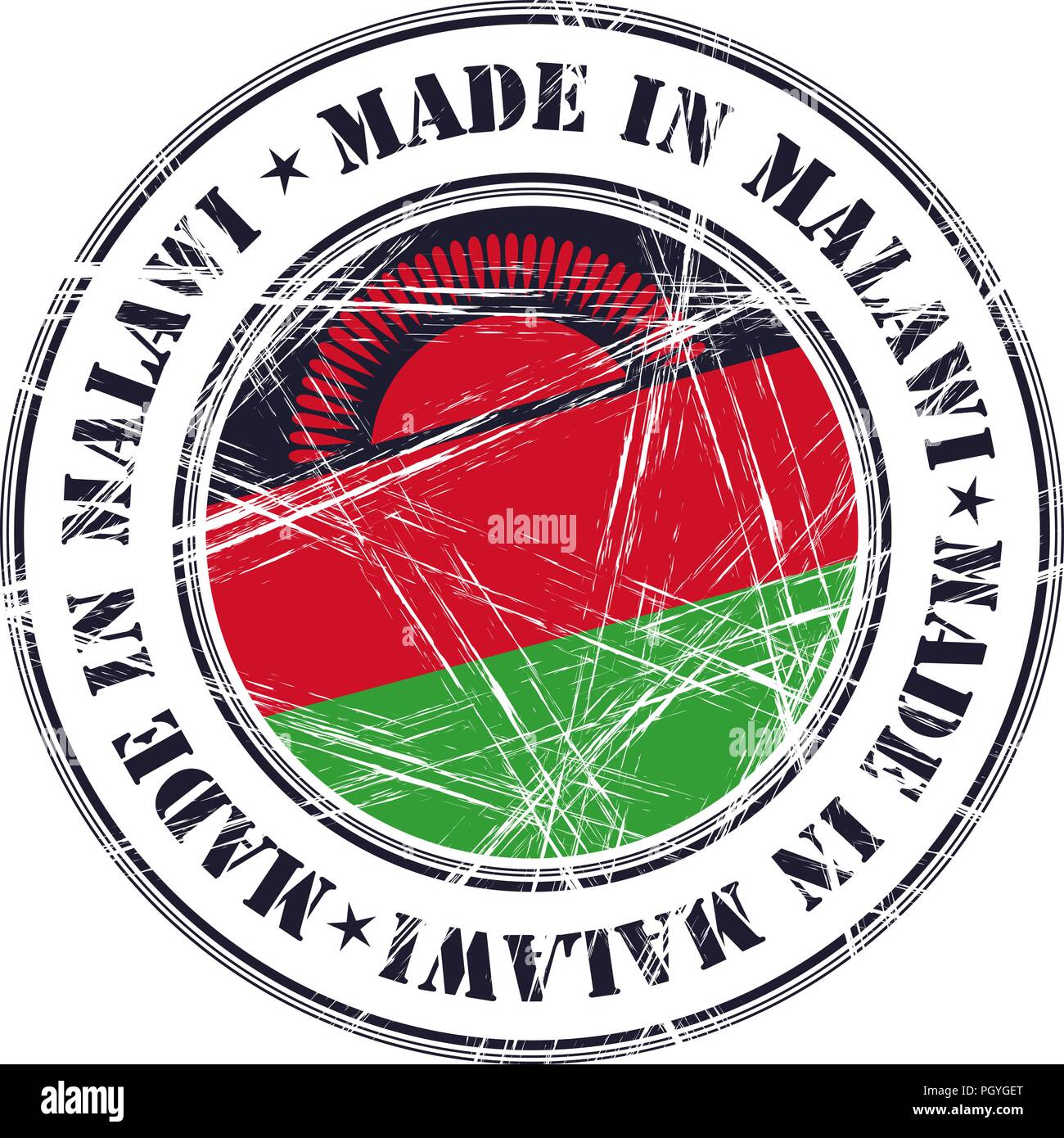 Faite au Malawi grunge rubber stamp avec drapeau Illustration de Vecteur