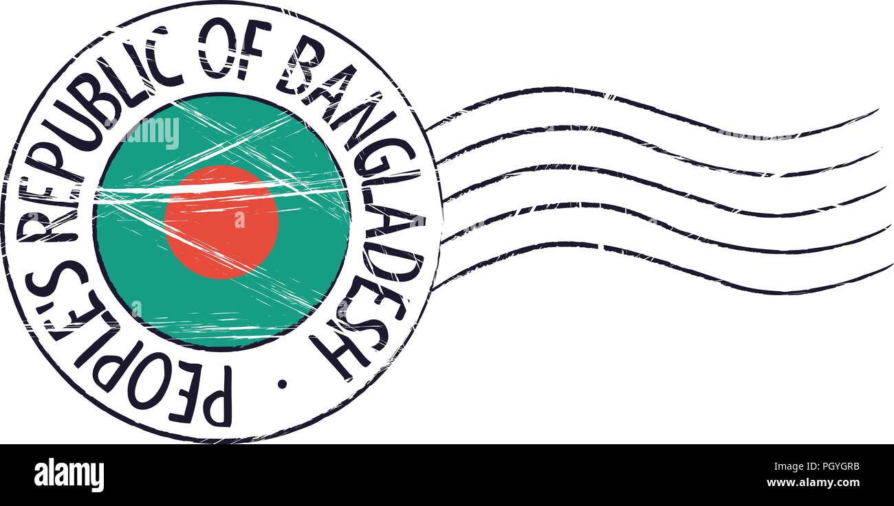 Le Bangladesh grunge stamp postaux et d'un drapeau sur fond blanc Illustration de Vecteur