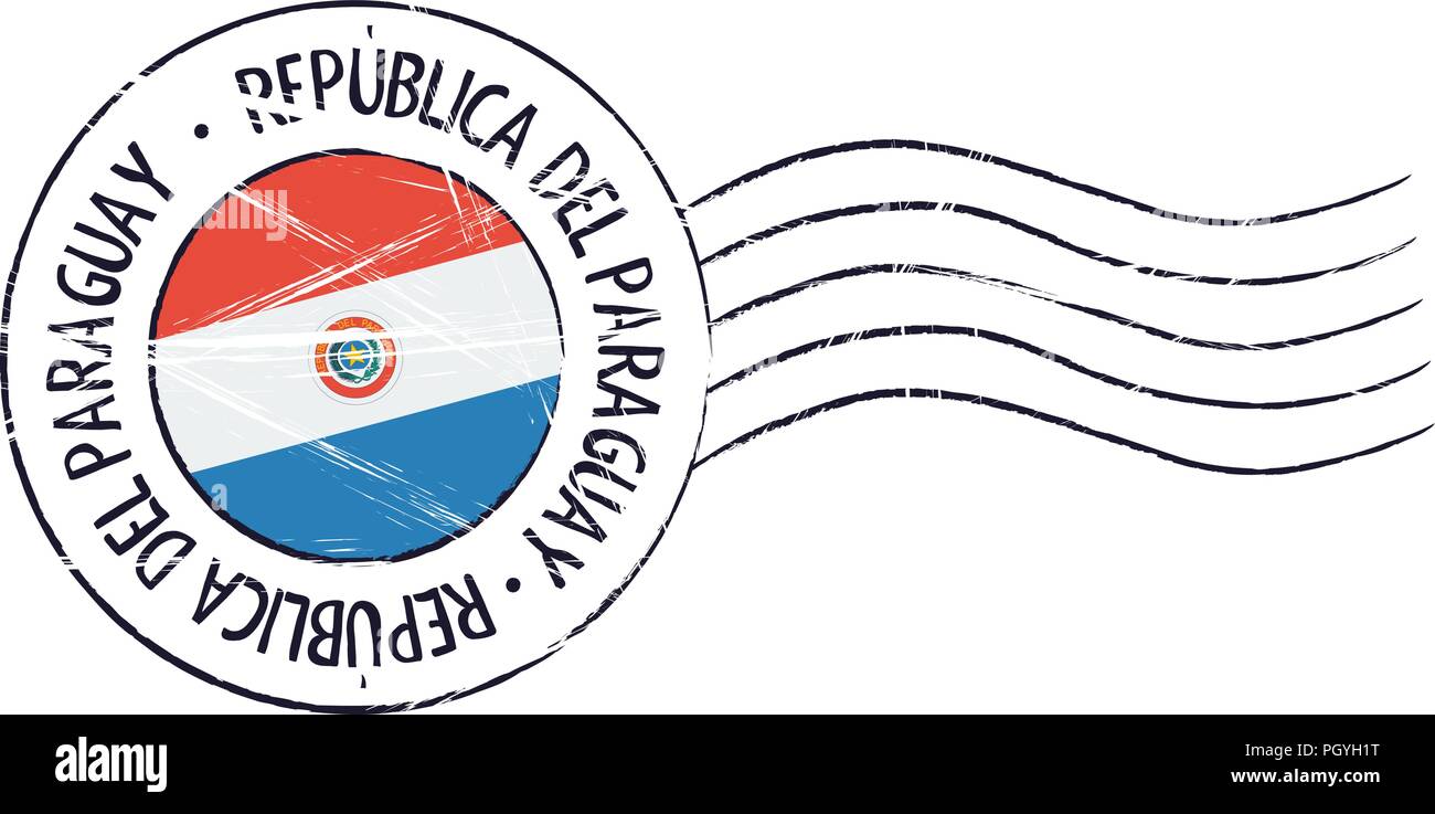 Grunge Paraguay timbre poste et d'un drapeau sur fond blanc Illustration de Vecteur