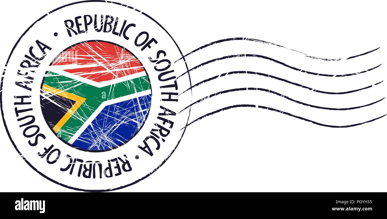 L'Afrique du Sud et de timbres postaux grunge drapeau sur fond blanc Illustration de Vecteur