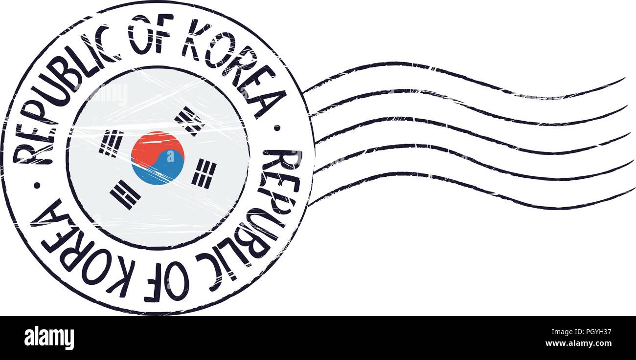 La Corée du Sud et de timbres postaux grunge drapeau sur fond blanc Illustration de Vecteur