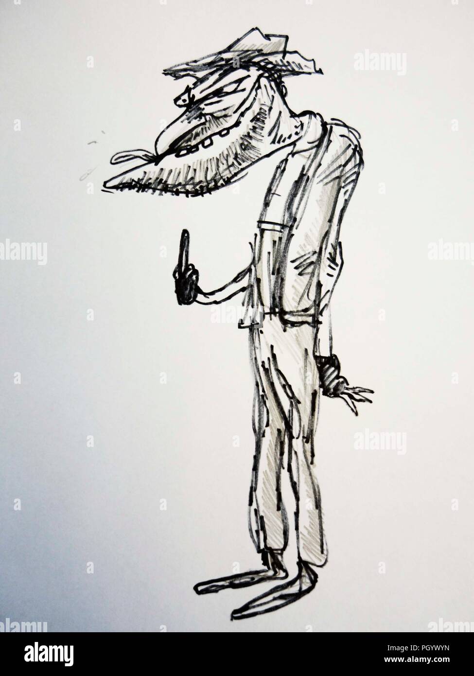 Hillbilly flipping off donnant le doigt Banque D'Images