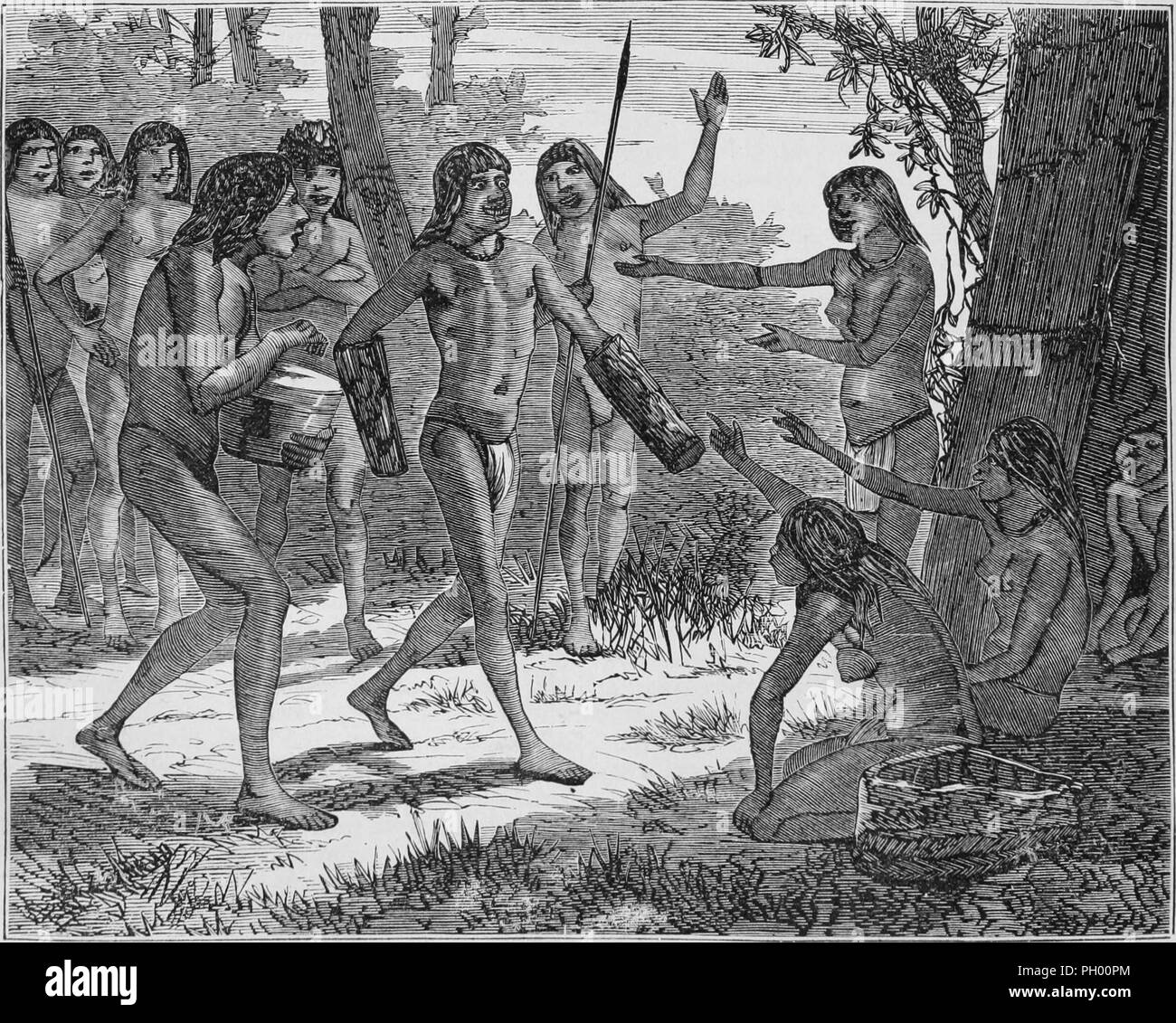 Tirage d'époque en noir et blanc, représentant un homme Munduruku
