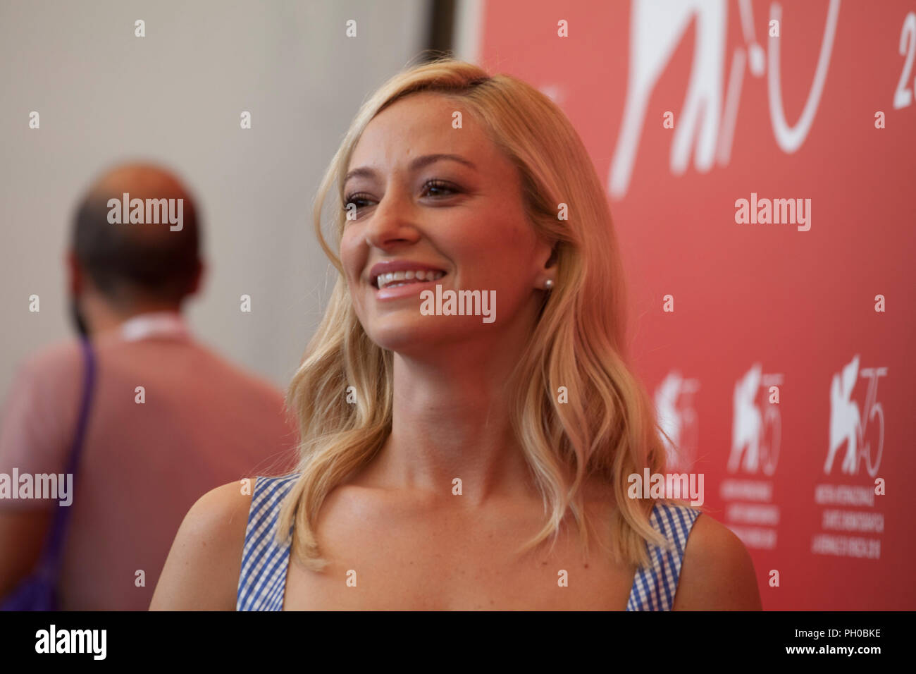 Venise, Italie. 29 août 2018. Olivia Hamilton à la photocall pour le film premier homme au 75e Festival du Film de Venise, le mercredi 29 août 2018, Venise, Italie. Credit : Doreen Kennedy/Alamy Live News Banque D'Images