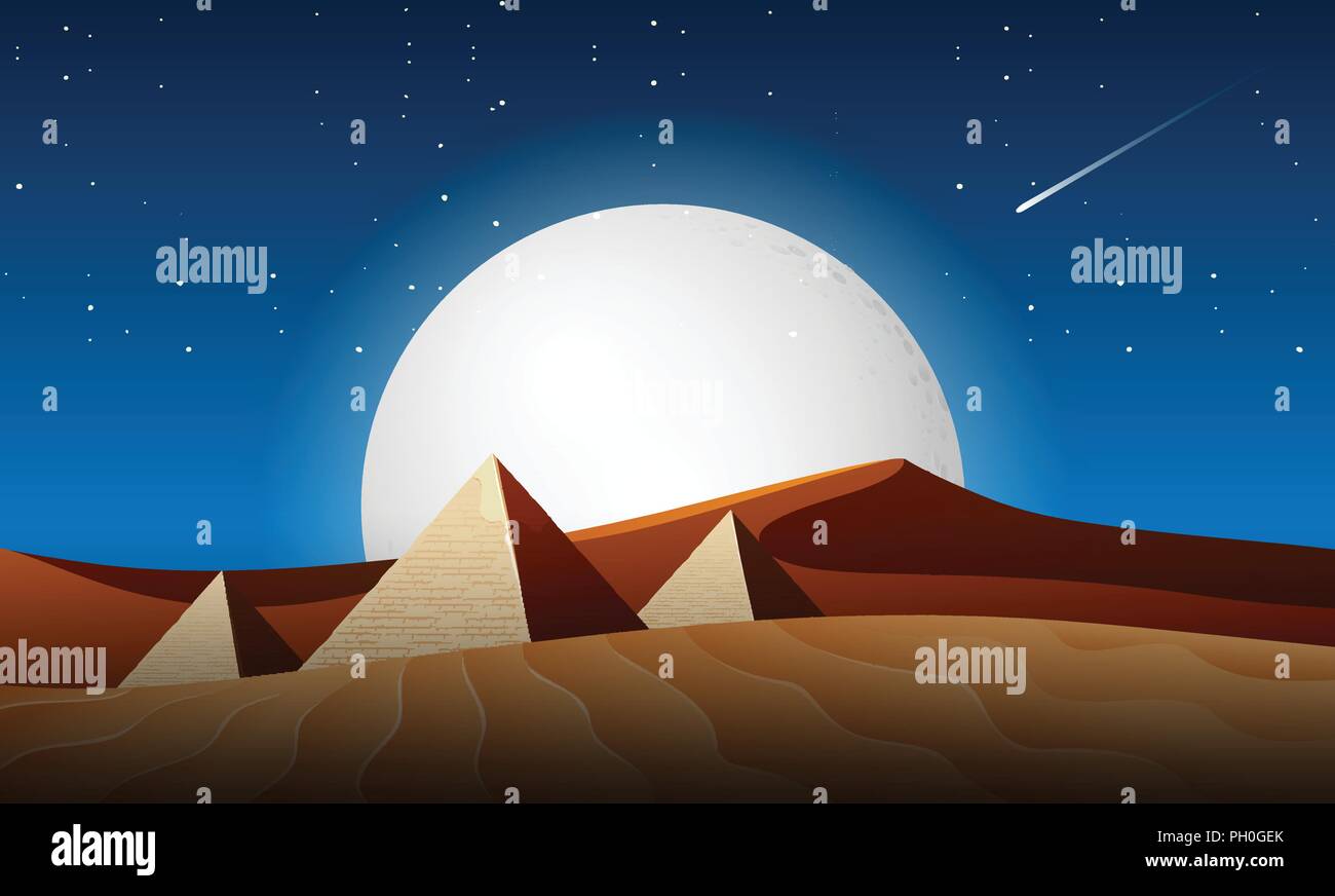 Nuit paysage désert illustration scène Illustration de Vecteur