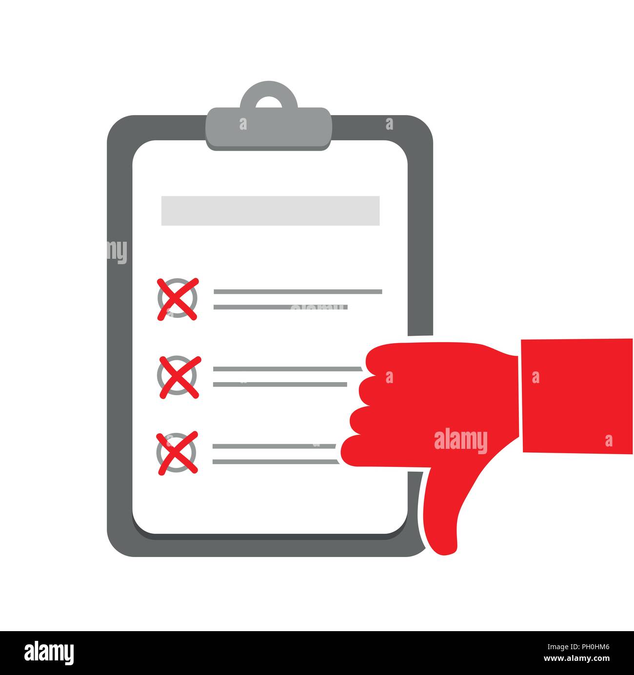 Presse-papiers à la main rouge n'aiment pas l'illustration vecteur EPS10 Illustration de Vecteur