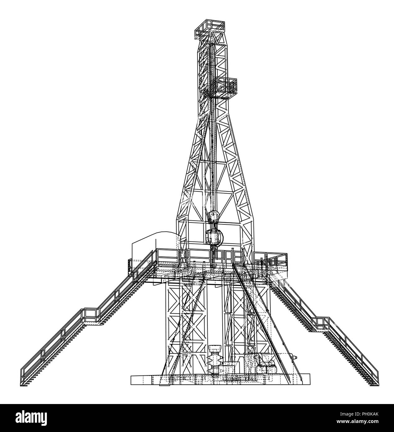 Concept de plate-forme pétrolière. Le rendu 3D de vecteur Illustration de Vecteur