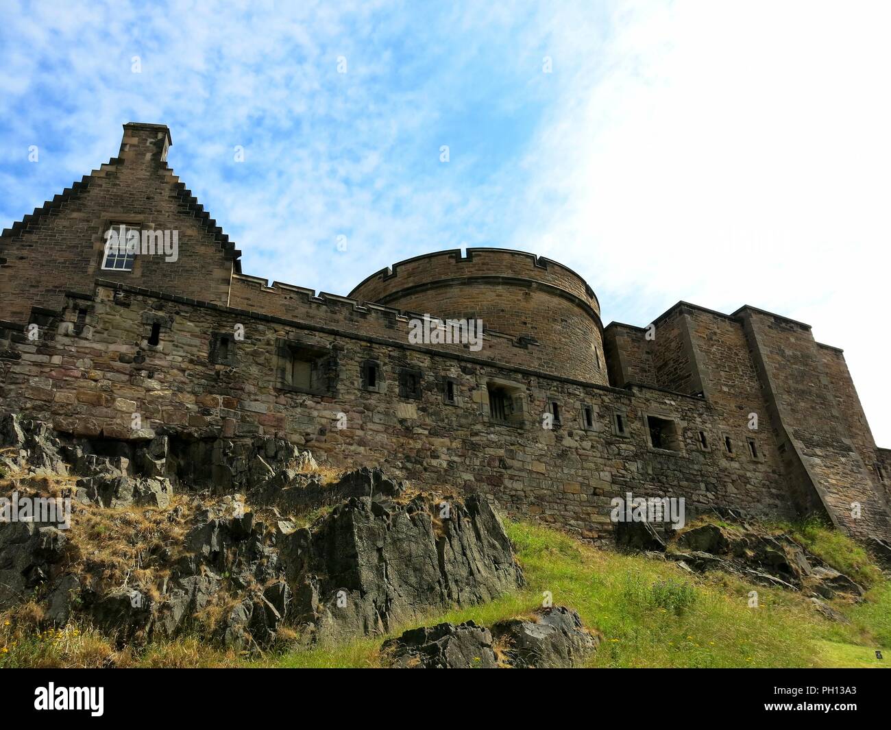 Une partie des fortifications au château d'Édimbourg. Banque D'Images