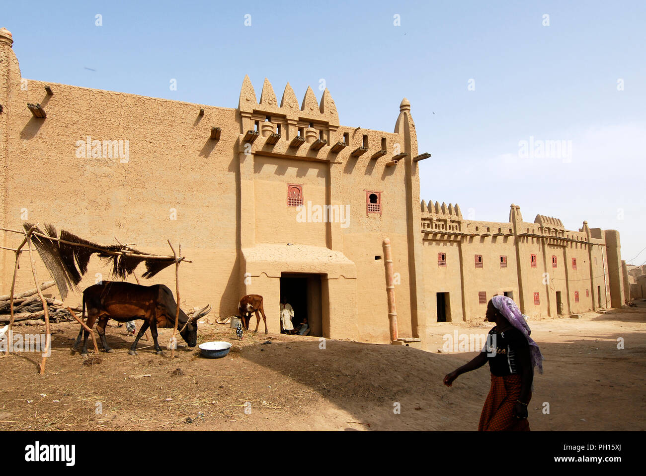Maisons traditionnelles de boue de Djenné, Site du patrimoine mondial de l'Unesco. Le Mali, Afrique de l'Ouest Banque D'Images