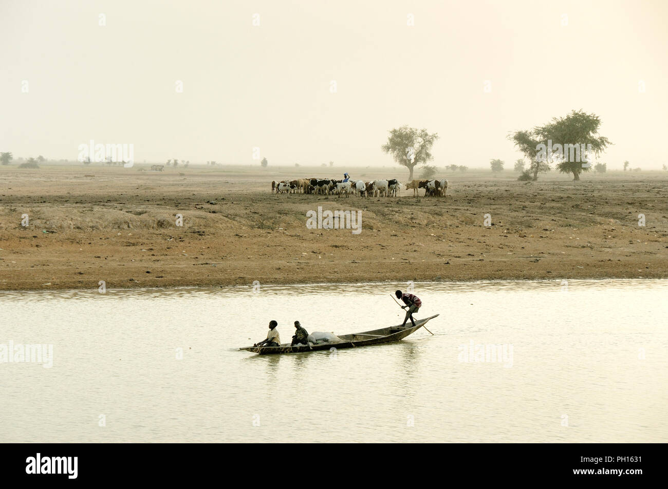 Le passage de la rivière Bani sur le marché hebdomadaire, journée lundi. Djenné, Site du patrimoine mondial de l'Unesco. Le Mali, Afrique de l'Ouest Banque D'Images