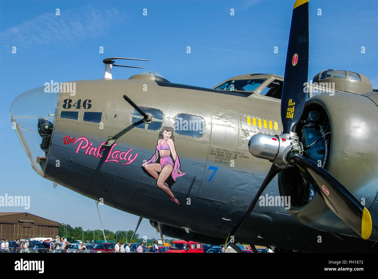 Boeing B-17 Flying Fortress bombardier nommé Pink Lady qui a joué Mother & Country dans Memphis Belle film. US Army Air Forces. USAAF Banque D'Images