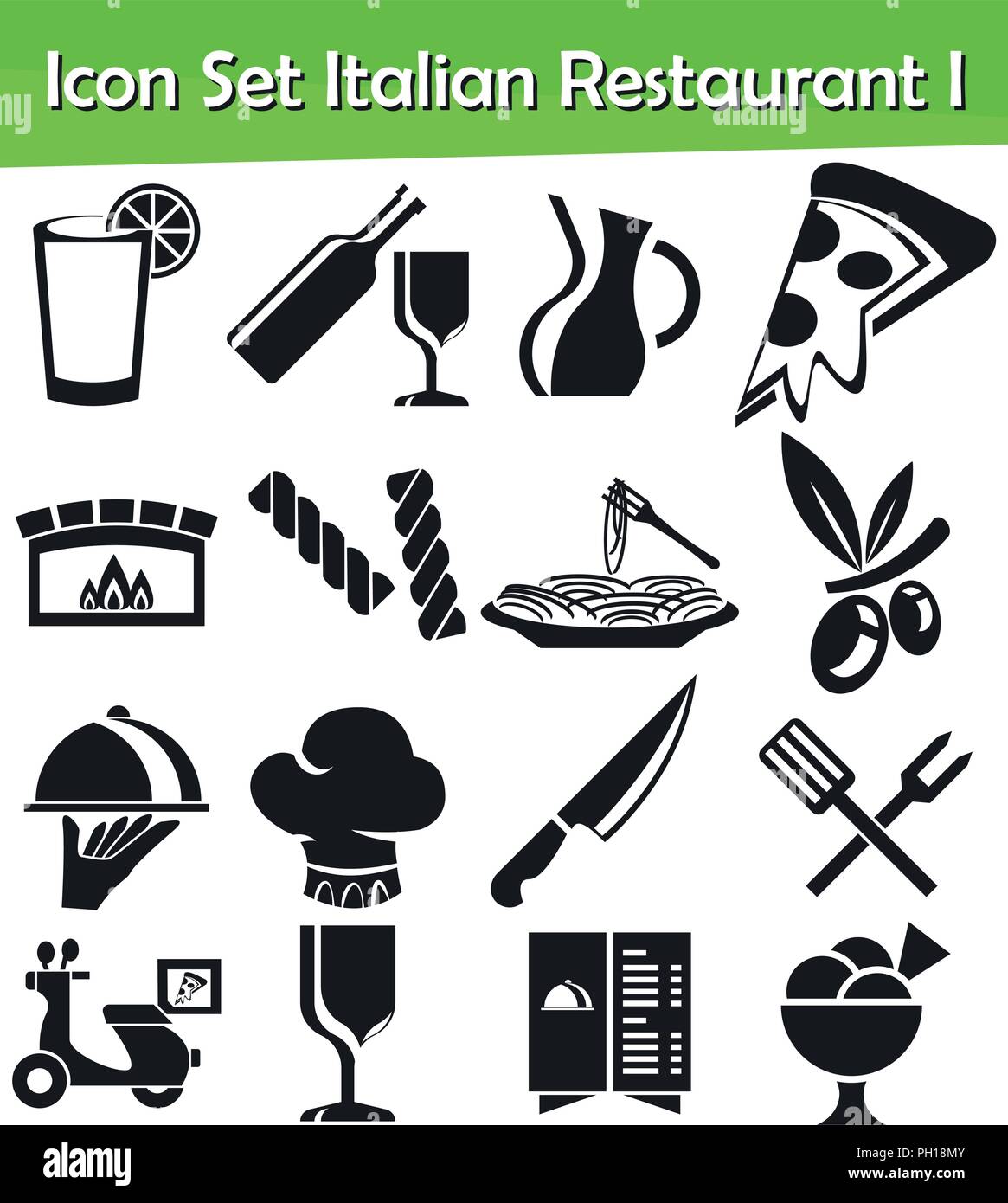 Restaurant Italien Icon Set I avec 16 icônes pour l'utilisation créative en design graphique Illustration de Vecteur