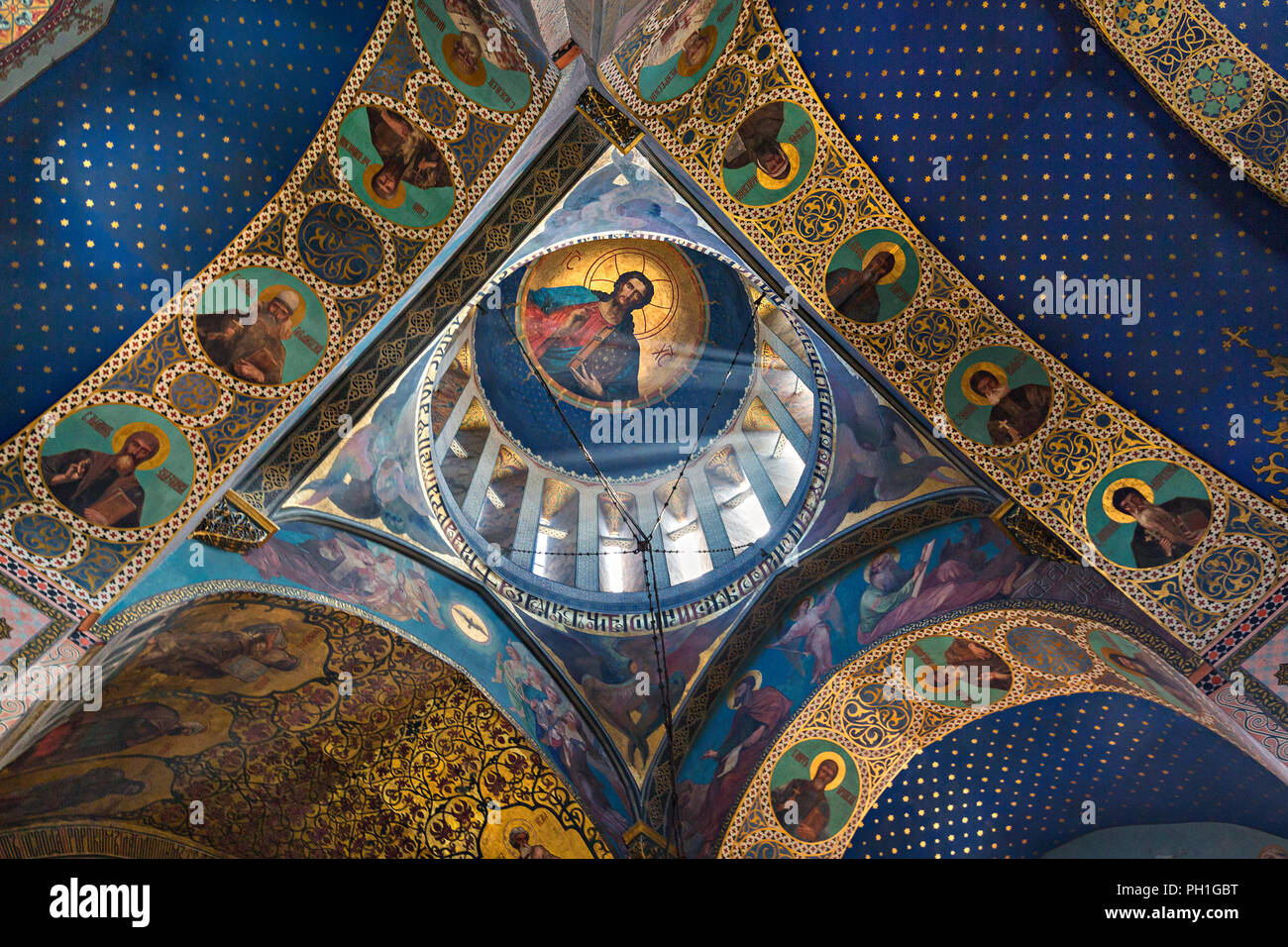 La Cathédrale Sioni avec ses peintures murales et fresques, à Tbilissi, Géorgie. Banque D'Images