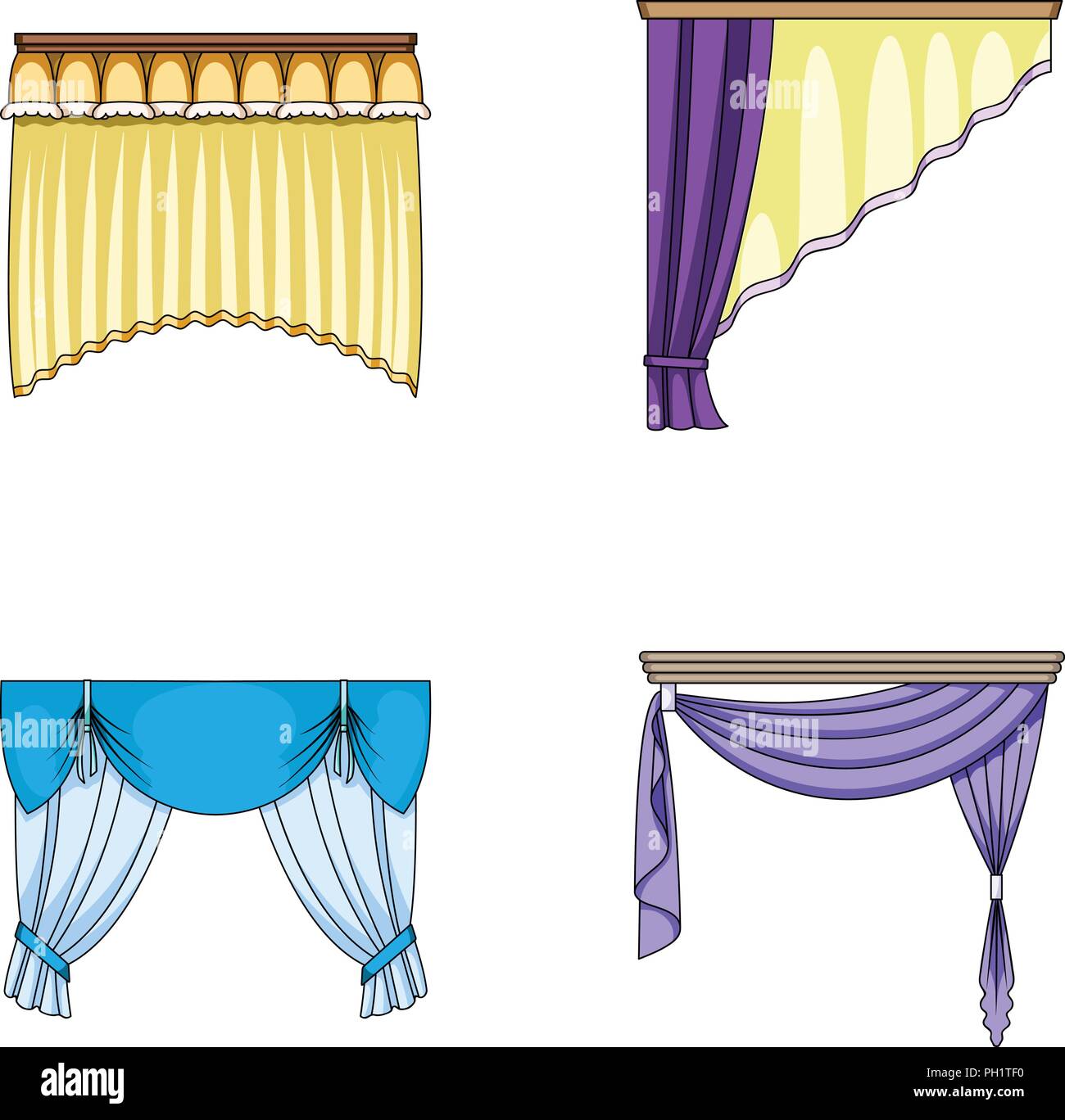 Différents types de rideaux de fenêtre rideaux.set collection icônes de ...