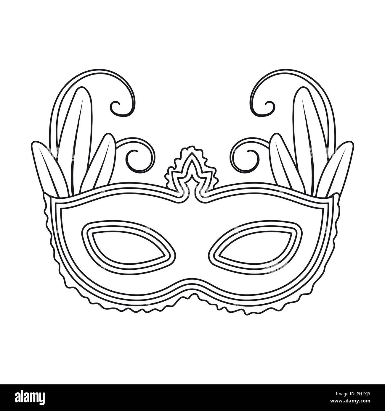 Masque de carnaval brésilien en icône avant-projet isolé sur fond blanc. Brésil pays stock symbol vector illustration. Illustration de Vecteur