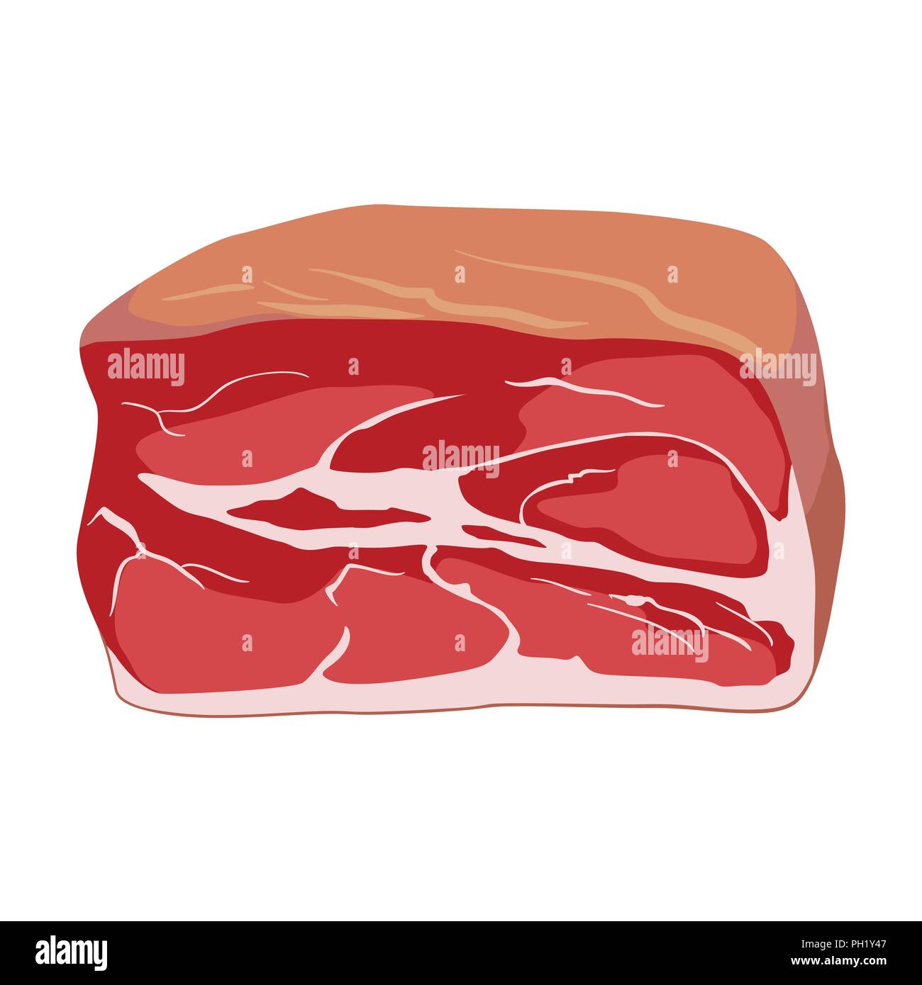 Jambon de porc, boeuf, Gammon icône dans le style plat, la viande fraîche. Illustration de Vecteur