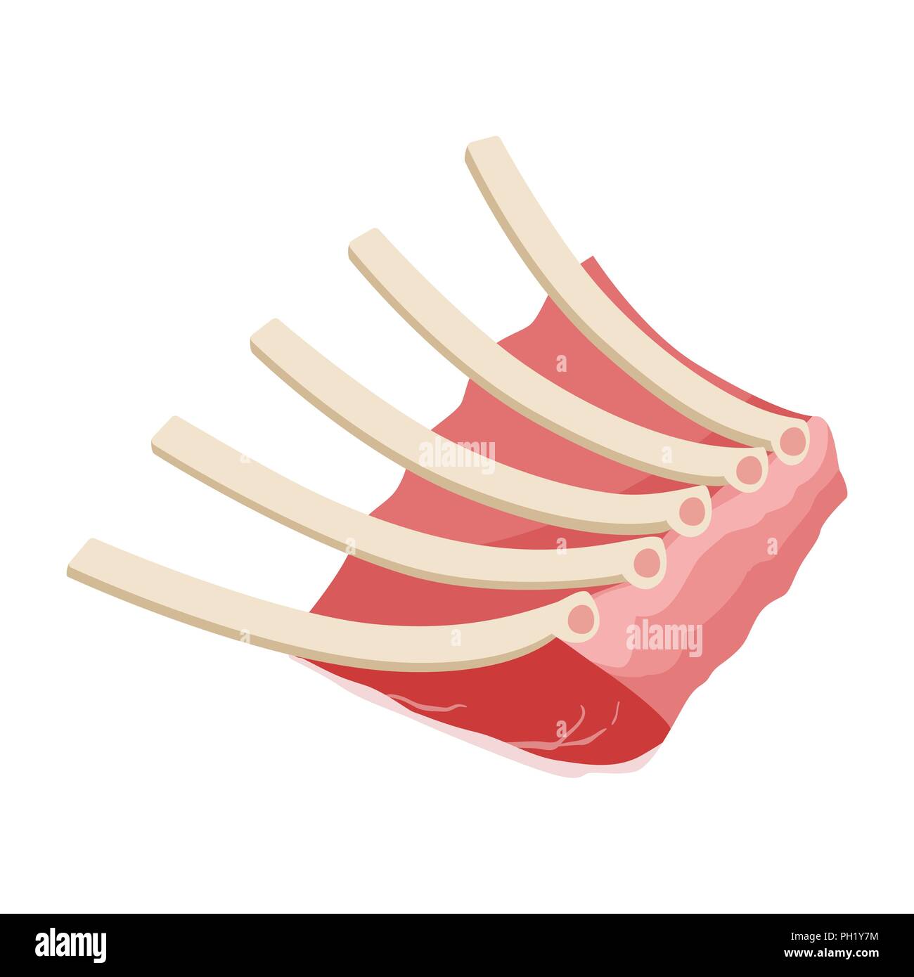 Côtes d'agneau cru, icône de plats au restaurant, de délicatesse. Illustration de Vecteur