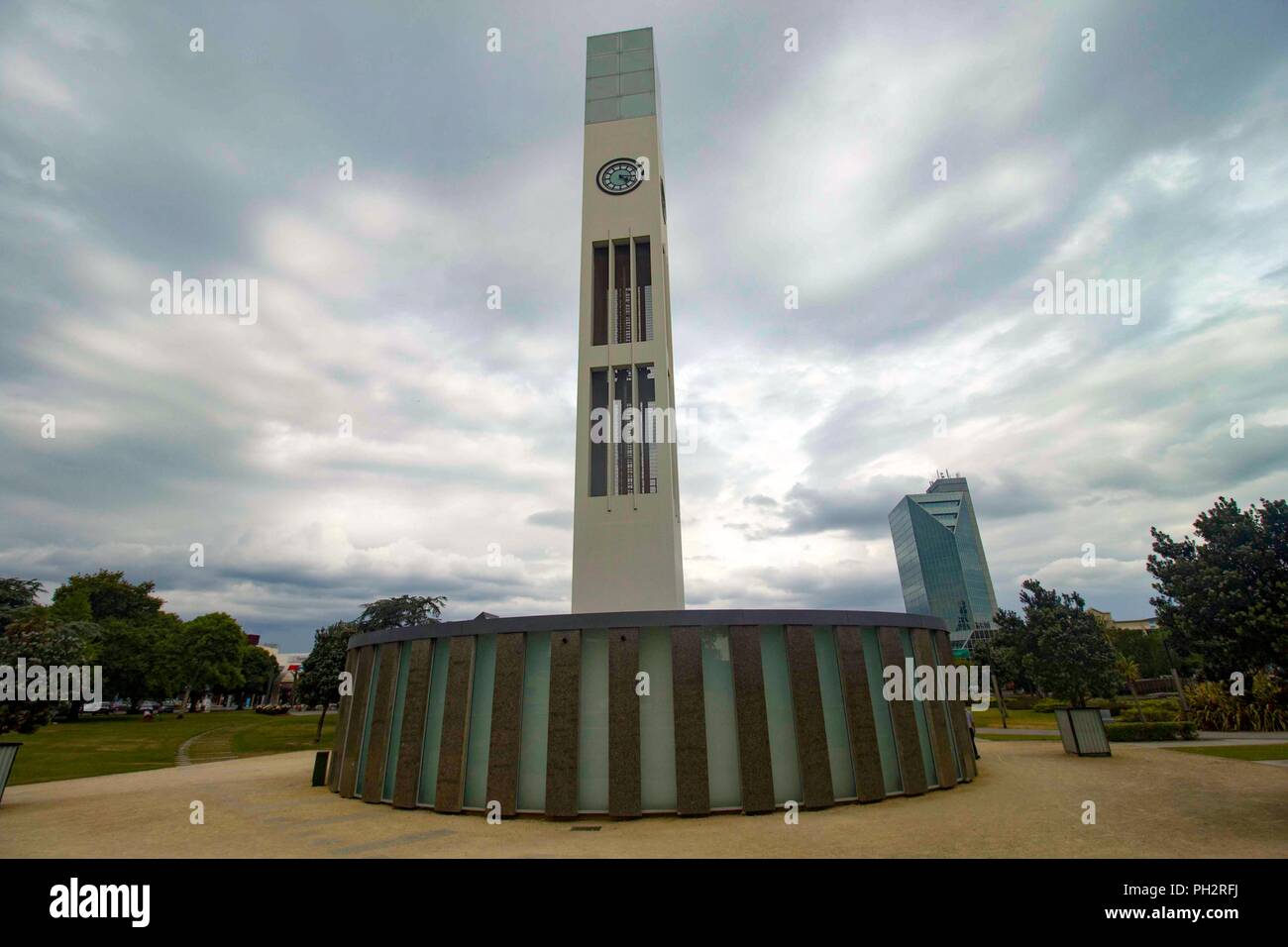 Tour de l'horloge au milieu de la place à Palmerston North, Manawatu, Nouvelle-Zélande, le 27 novembre 2017. () Banque D'Images