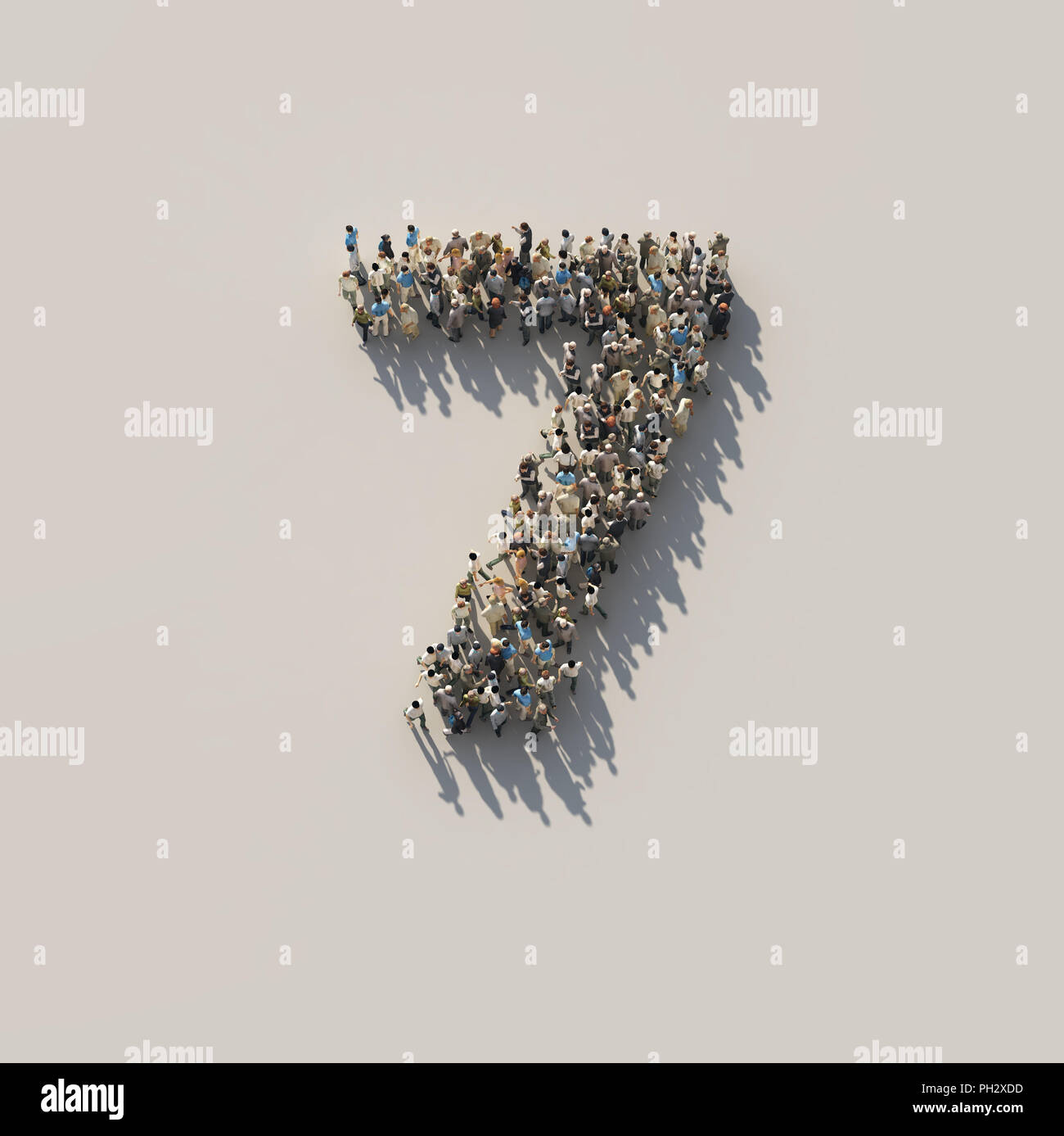 Foule comme numéro 7, 7, Banque D'Images