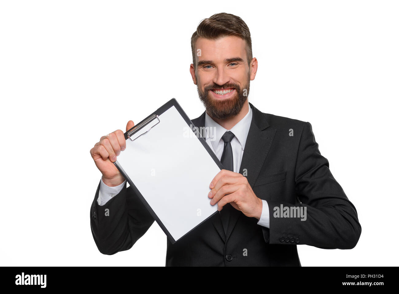 Heureux démontre son plan d'affaires professionnel Banque D'Images