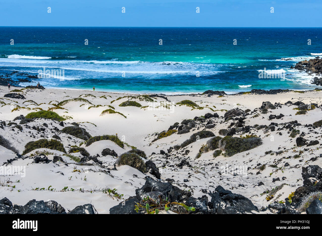 Plage De Sable Blanc Dans Caleton Blanco à Lanzarote îles