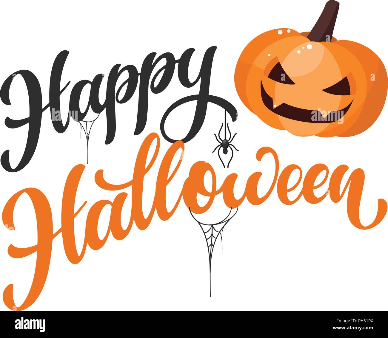 Happy Halloween part texte écrit. Création de contenu pour l'impression, affiche, invitation, t-shirt. Vector illustration Illustration de Vecteur
